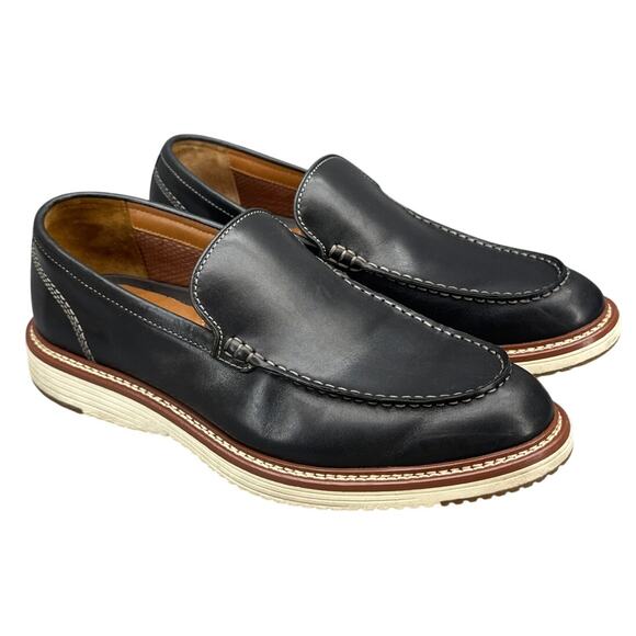 Johnston & Murphy Upton Venetian Black Leather Slip On Sneaker Loafer Men 10 - Picture 1 of 8